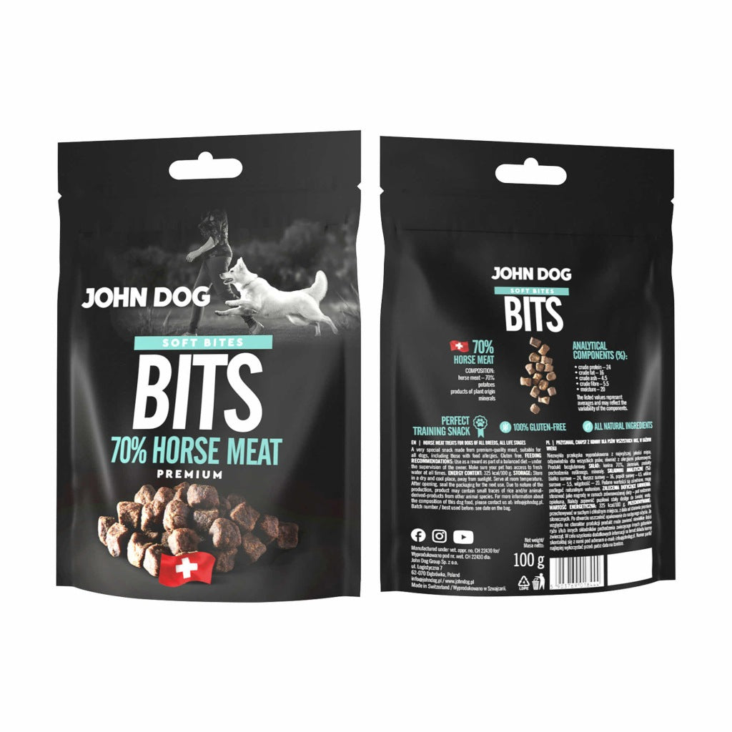 John Dog Soft Bites Półmiękki smakołyk treningowy Przysmak z koniną 100g