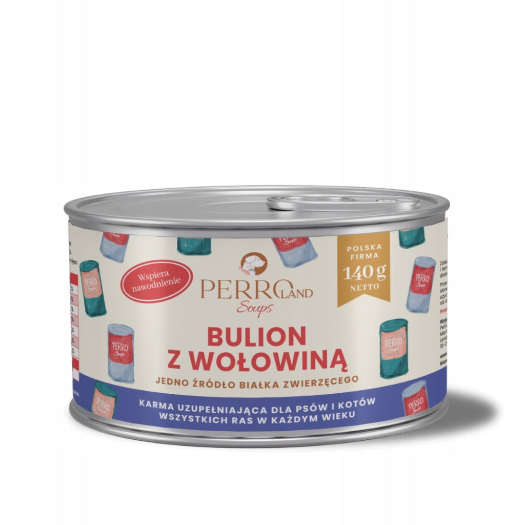 PERROland Soups - bulion nawadniający dla Psa i Kota Wołowina 140g