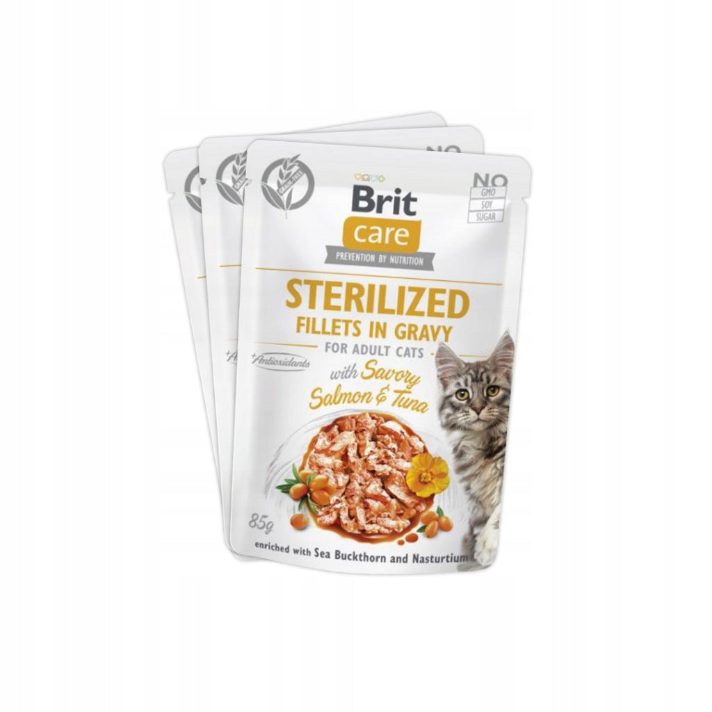 Brit Care Fillets in Gravy Sterilized mix smaków w sosie dla kota 12 x 85 g