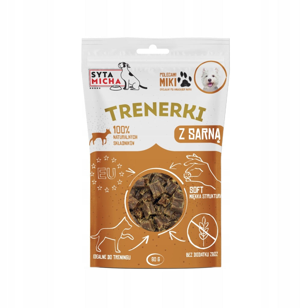 Syta Micha Trenerki naturalne przysmaki treningowe dla psa z sarną 80g