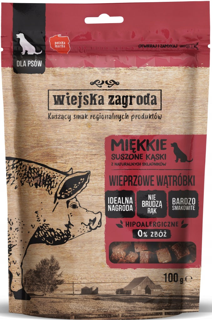Wiejska Zagroda przysmak dla psa wieprzowe wątróbki 100 g