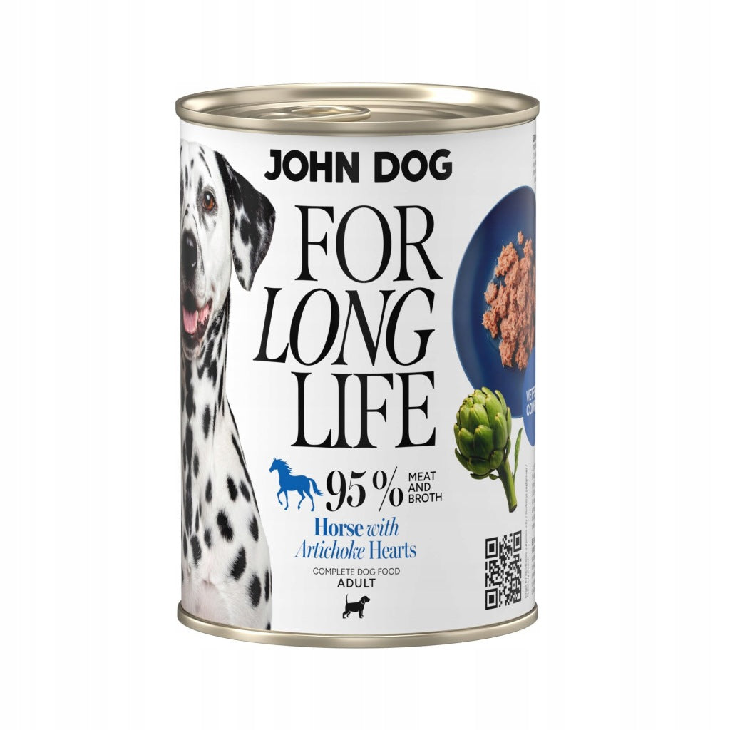 Karma mokra Konina z kwiatostanem karczocha For Long Life John Dog 400g