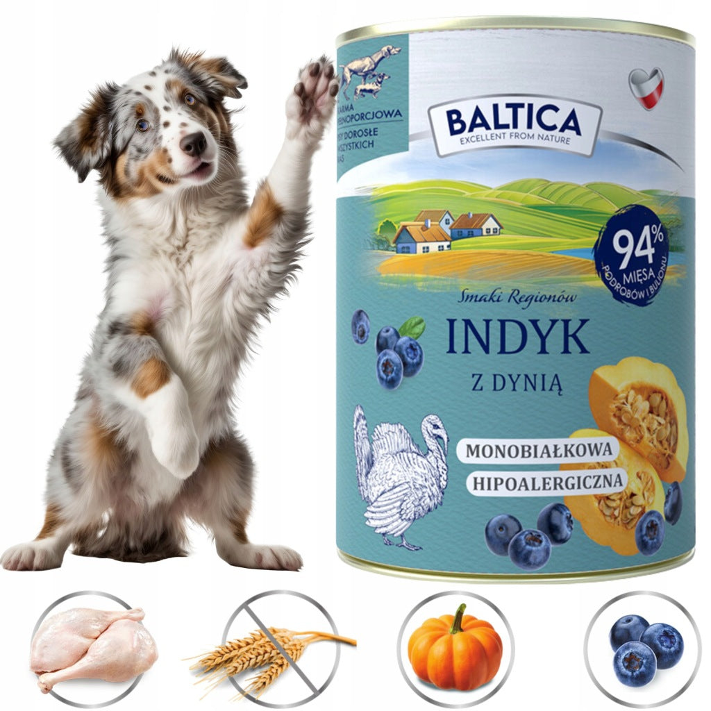 Baltica mokra karma dla PSA Indyk z Dynią 6 x 400g