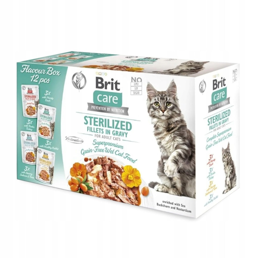 Brit Care Fillets in Gravy Sterilized mix smaków w sosie dla kota 12 x 85 g