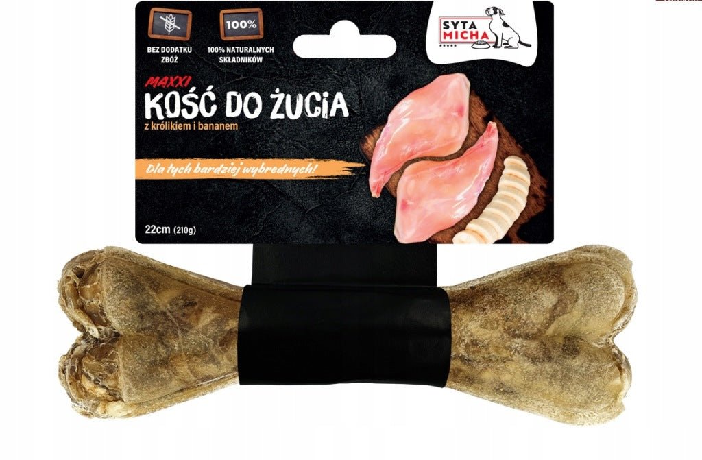 Syta Micha kość do żucia dla wybrednych psów MAXXI królik z bananem 22 cm