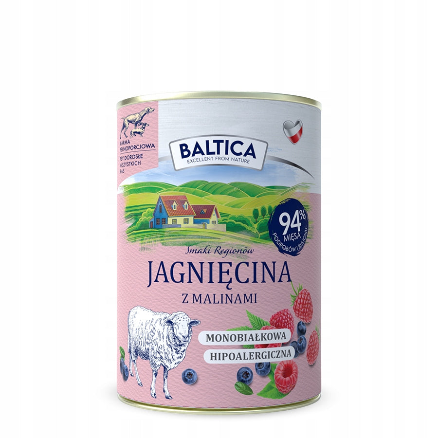 Baltica mokra karma dla psa jagnięcina z malinami 4x400g ZESTAW