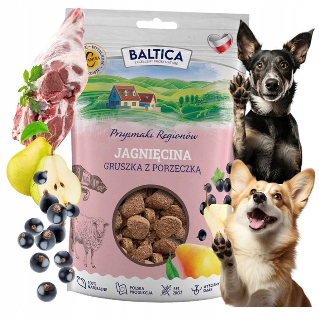 BALTICA PRZYSMAKI Treningowe Smaczki dla Psa JAGNIĘCINA z GRUSZKĄ 100g