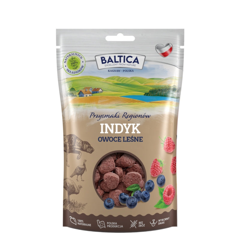 Przysmaki dla psa Baltica indyk z owocami leśnymi 100 g