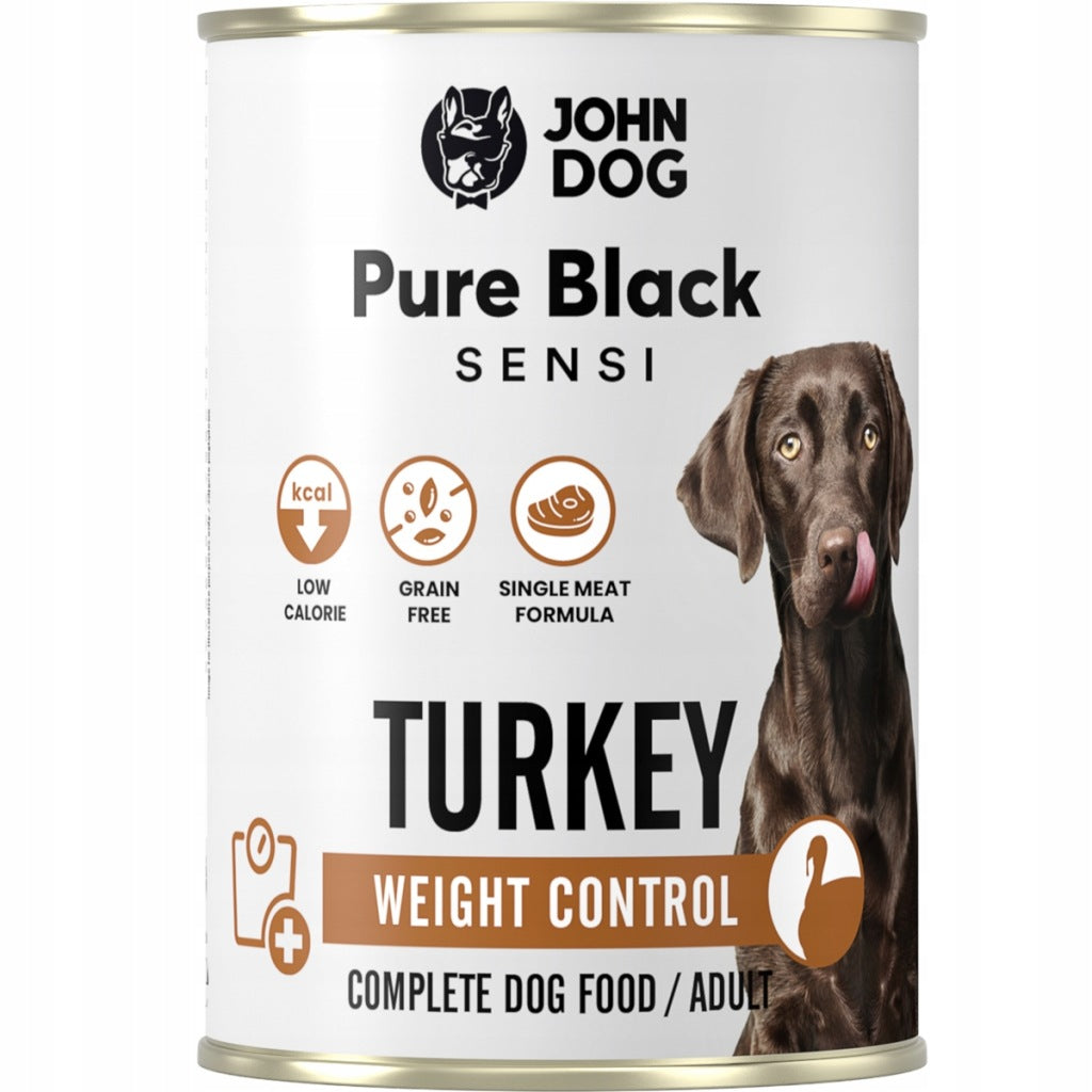 John Dog Pure Black Sensi weight control karma mokra dla psa indyk 400g