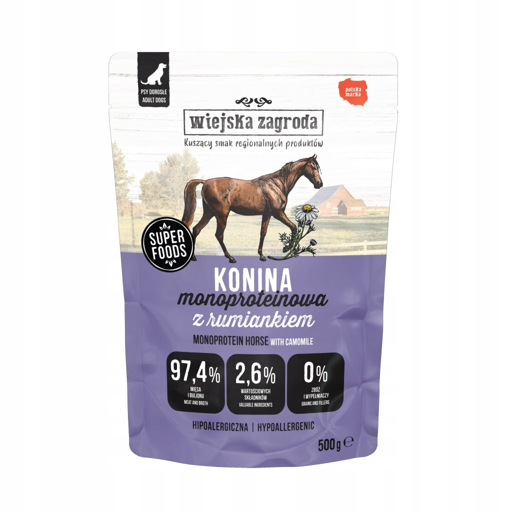 Wiejska Zagroda karma mokra dla psa monobiałkowa konina 500 g