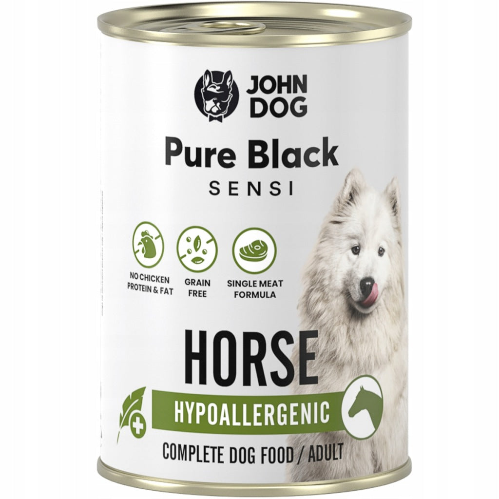 John Dog Pure Black Sensi hypoallergenic karma mokra dla psa konina 400g