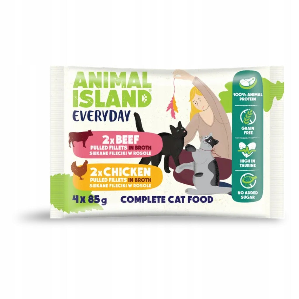 Animal Island Everyday Karma mokra dla kota 2x kurczak i 2x wołowina 4x 85g