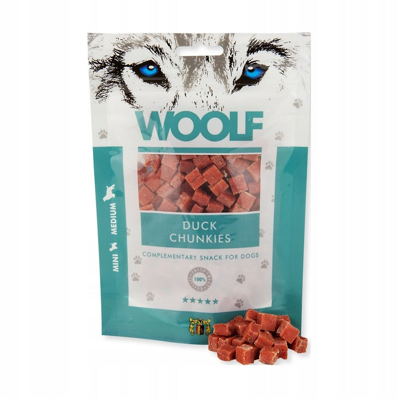 Treserki dla psa Woolf Chunkies Duck kaczka 100 g