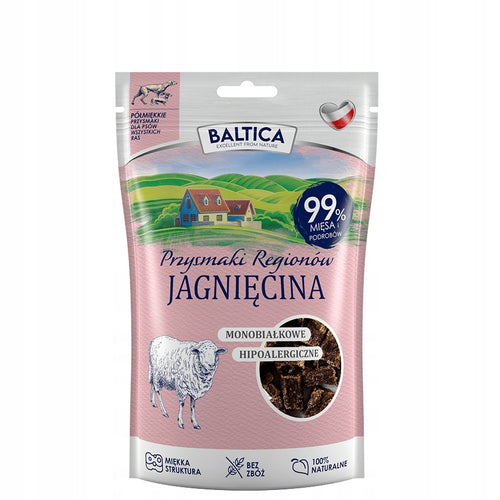 Baltica Półmiękkie przysmaki z jagnięciny 80g, bez zbóż, 99% mięsa.