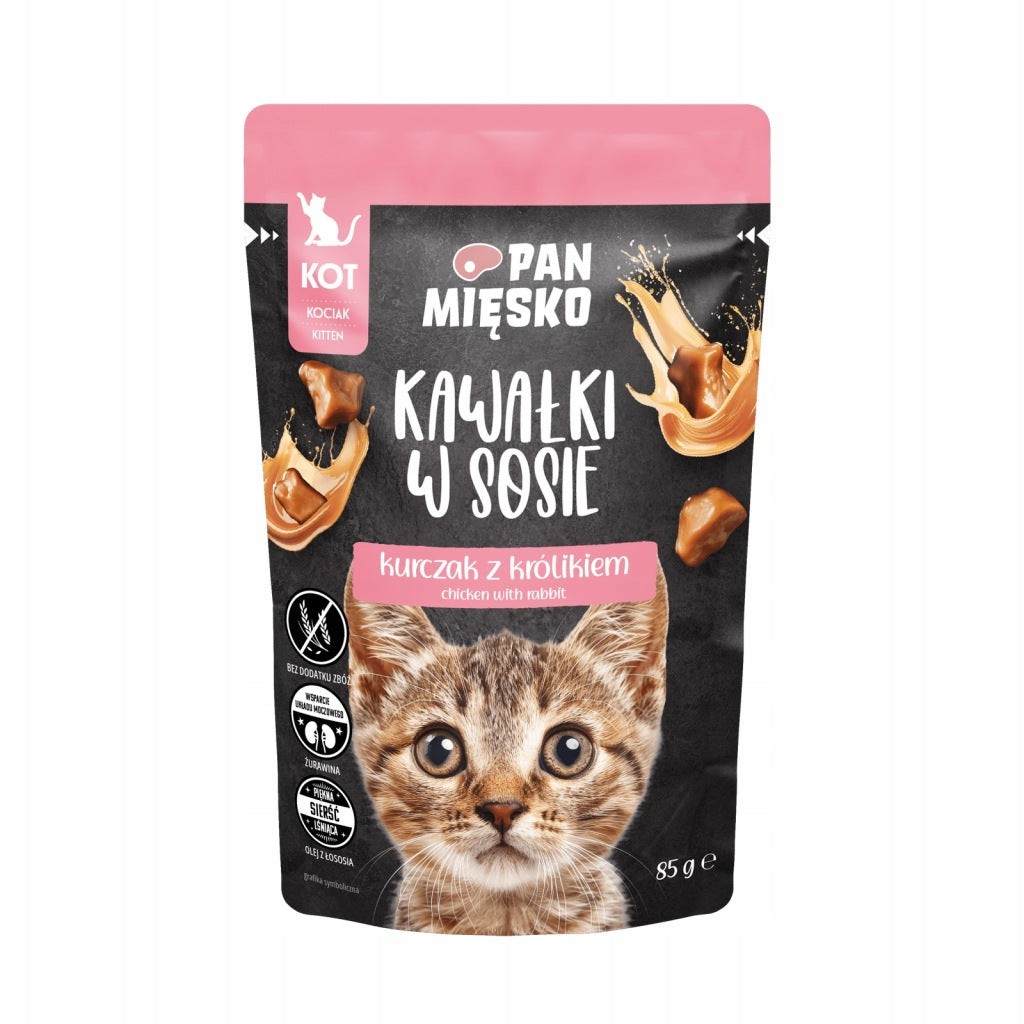 Pan Mięsko kurczak z królikiem - karma dla kociąt - saszetka 85g