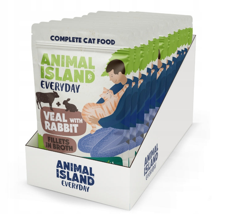 Animal Island Saszetki dla kota Cielęcina Królik 12x85g