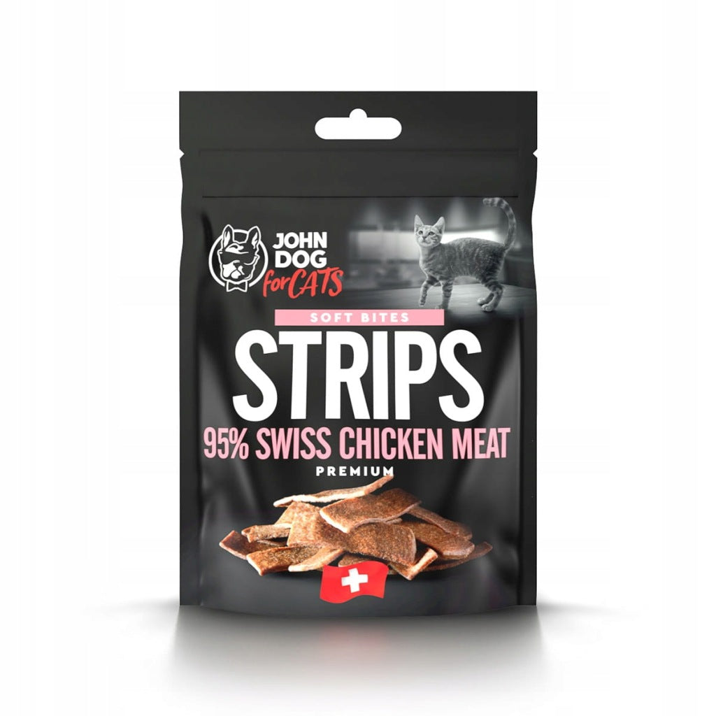 John Dog for Cats - Soft Bites - Paski z kurczaka szwajcarskiego - 45g