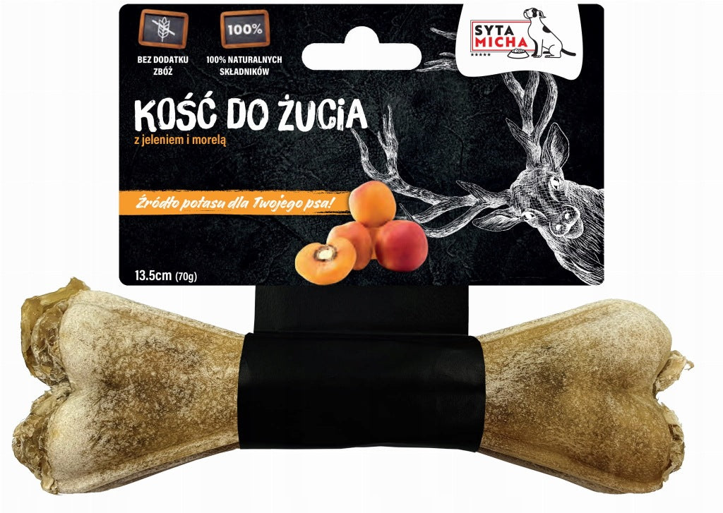 SYTA MICHA kość JELEŃ i MORELE gryzak do żucia dla psa 13,5cm