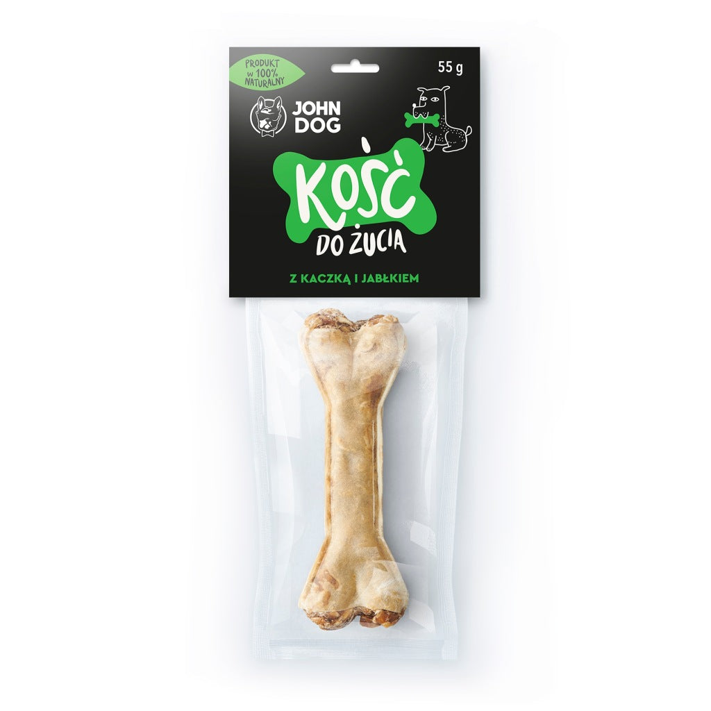 Kość do żucia John Dog kaczka i jabłko 12 cm 55 g