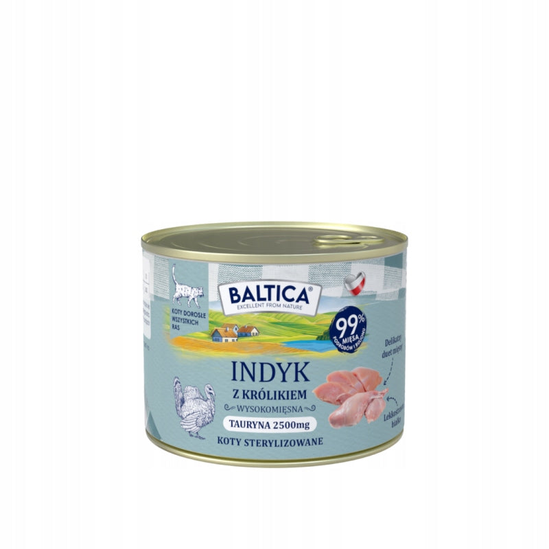 Baltica bezzbożowa mokra karma dla kota dorosłego indyk z królikiem 185 g