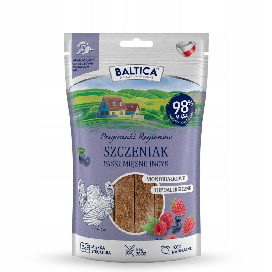 Baltica mięsne paski dla szczeniąt indyk hipoalergiczne bez zbóż 90g x 3