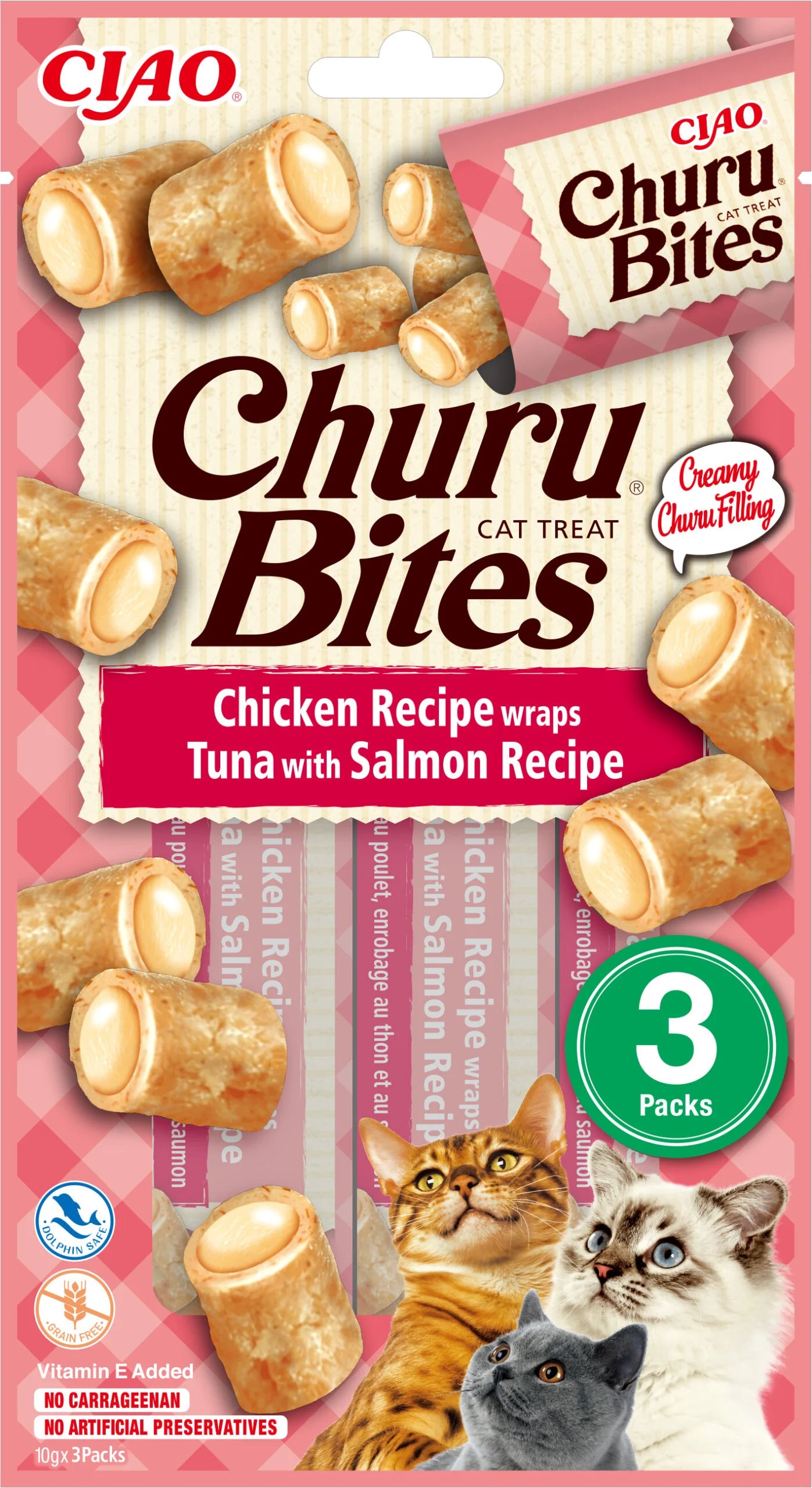Inaba Cat Churu Bites Chicken wr.tuna&salmon przysmak dla kota 3x10g