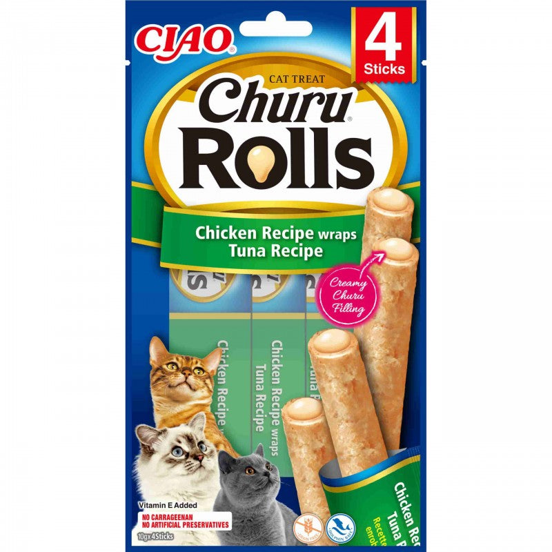 Inaba Cat Churu Rolls kurczak wraps tuńczyk 4x10g przysmak dla kota