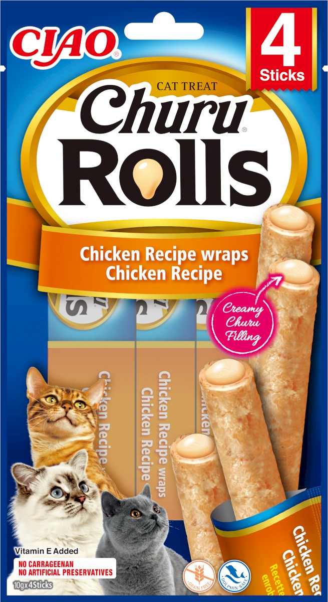 Inaba Cat Churu Rolls 4x10g przysmak dla kota nadzieniem - kurczak