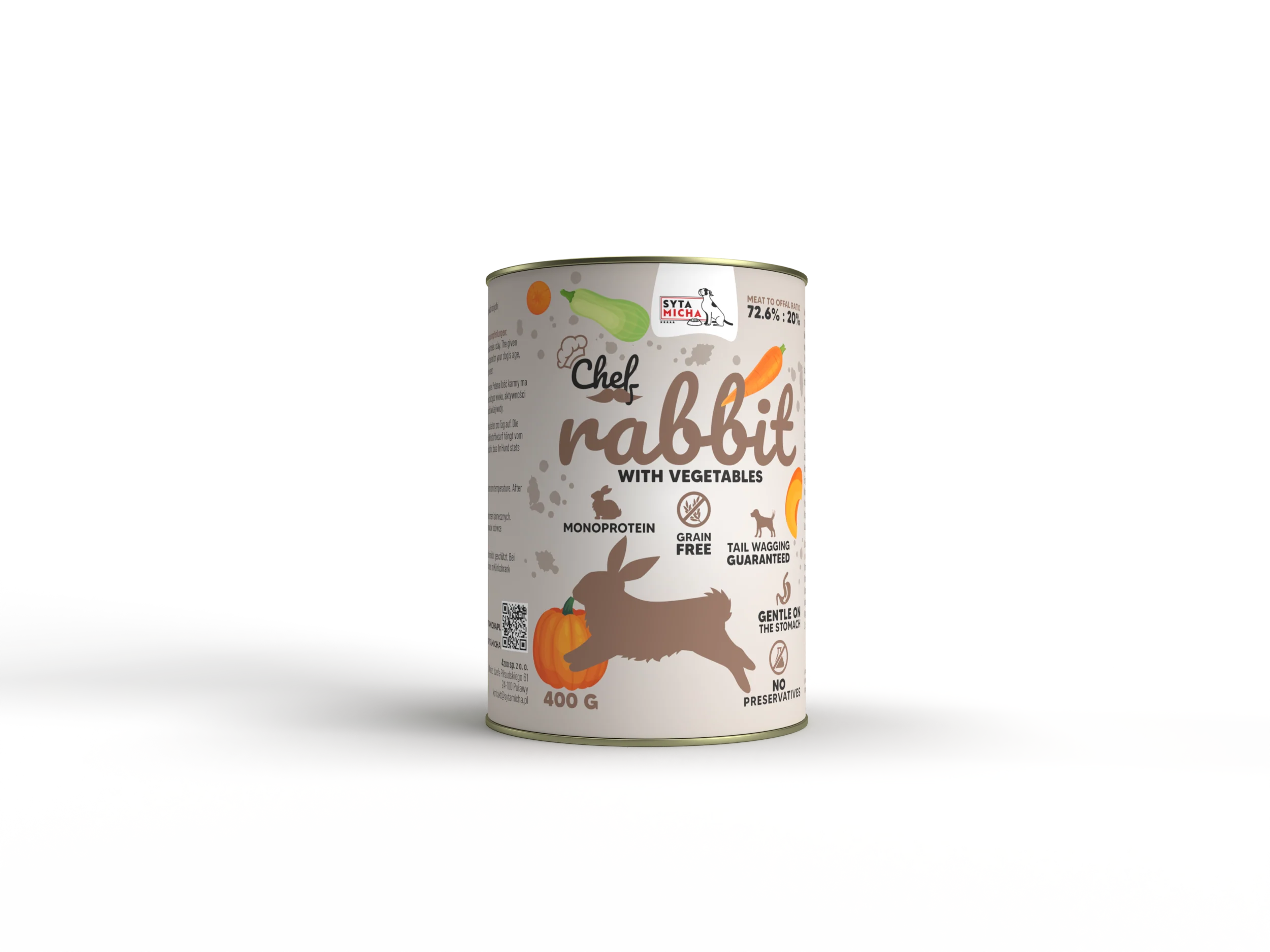 Syta Micha CHEF mokra karma dla psa królik z warzywami 400g monoproteinowa