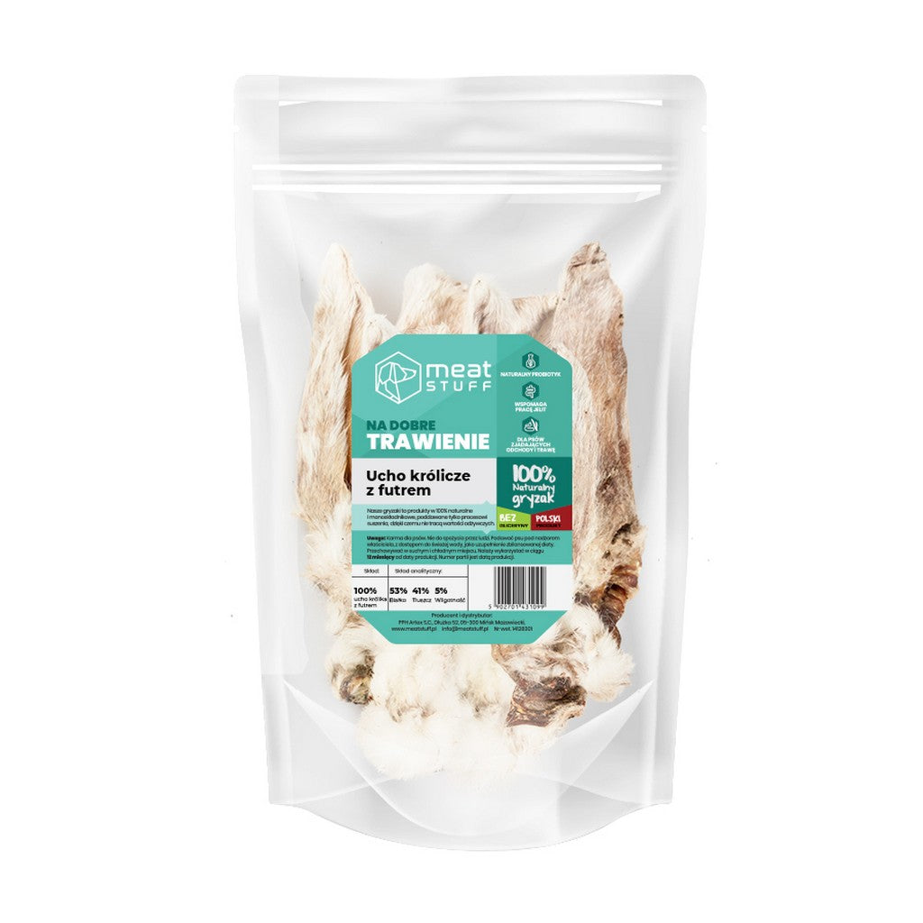 MEATSTUFF Ucho królicze z futrem 5 szt