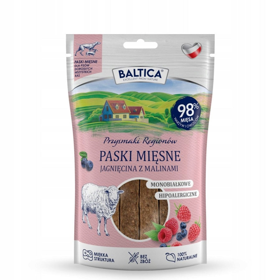 Przysmaki dla psów Baltica paski mięsne jagnięcina z malinami 90 g