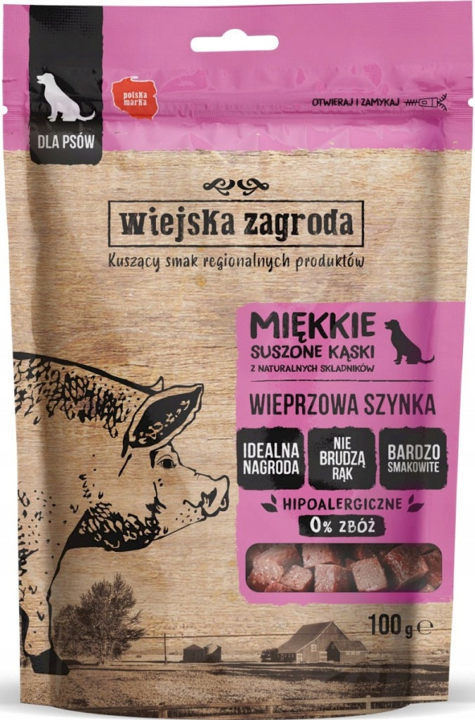 WIEJSKA ZAGRODA Mięsne suszone MIĘKKIE KĄSKI - WIEPRZOWA SZYNKA 100 g