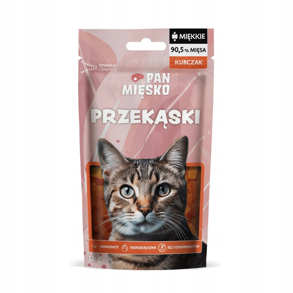 Pan Mięsko Naturalny Przysmak dla kota Miękkie Przekąski z Kurczakiem 50g