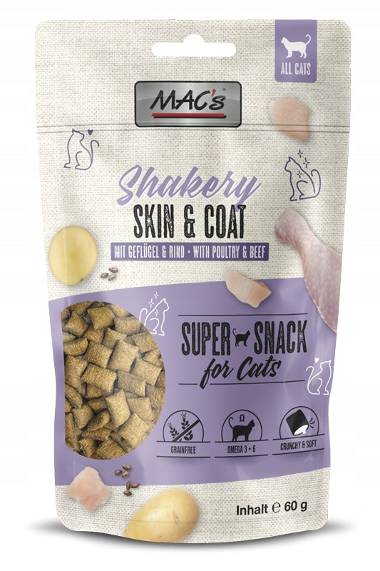 MAC's Shakery Snacks SKIN & COAT przysmak dla kota sierść poduszeczki