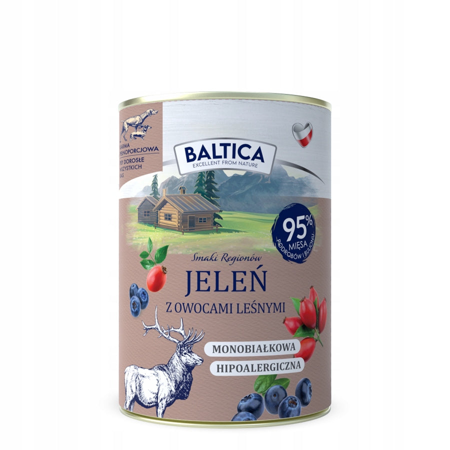 Baltica mokra karma dla psa dorosłego jeleń z owocami leśnymi 4X400g ZESTAW