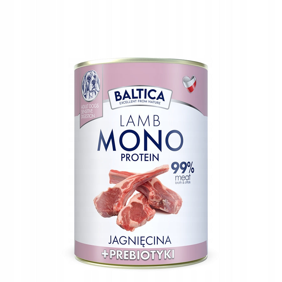 Baltica karma mokra jagnięcina 99% z prebiotykami 12x 400g monobiałkowa