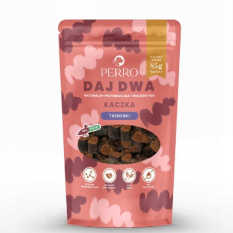 Perro Daj Dwa przysmaki suszone dla psa trenerki Kaczka 85g
