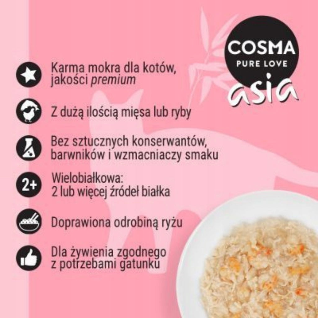 Cosma Asia karma mokra dla kota tuńczyk i krab w galaretce 6x100g