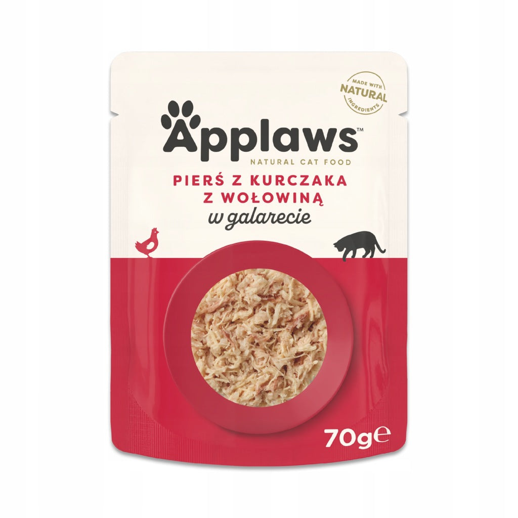 Applaws mokra karma dla kota Pierś z kurczaka i wołowina w galaretce 70g