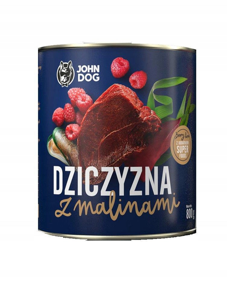 Karma dla psów John Dog Dziczyzna z malinami 800 g