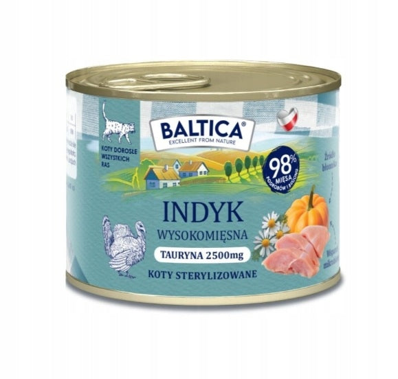Baltica karma mokra dla kota indyk monobiałkowa kot dorosły puszka 185g