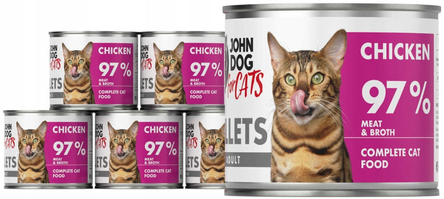 Mokra karma dla kotów John Dog for Cats kurczak bezzbożowa puszka 6x140 g