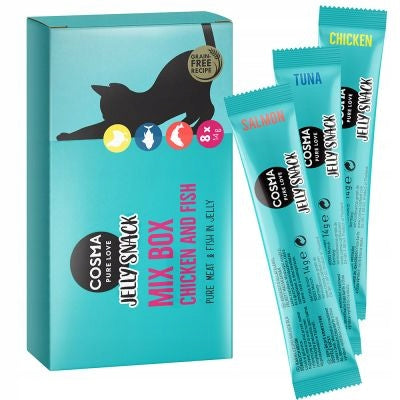 Bezzbożowe przysmaki dla dorosłego kota Cosma Jelly Snack Mix Box 8 x 14g