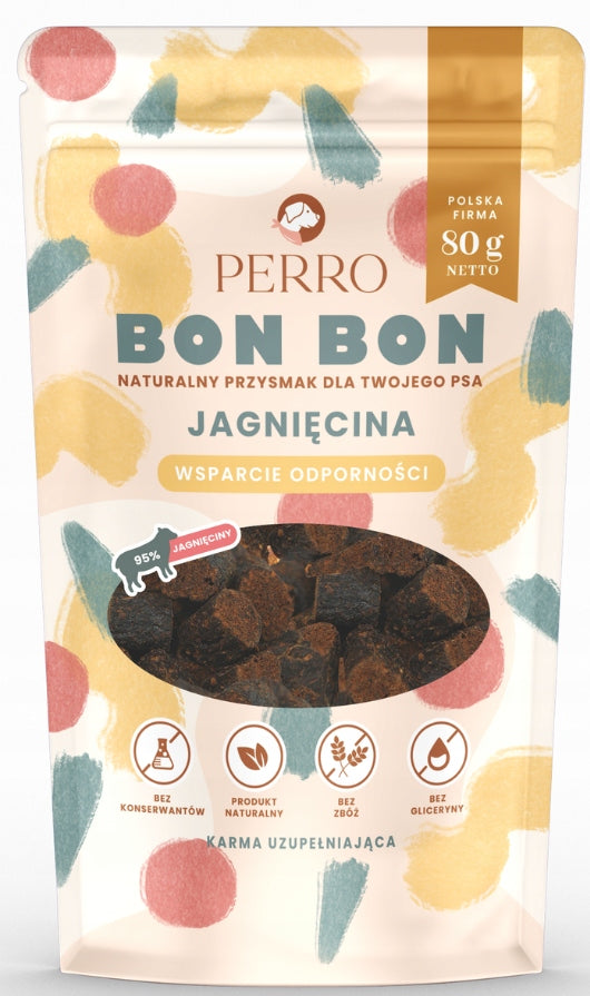 Perro Przysmak dla psa BON BON Jagnięcina wsparcie odporności 80g